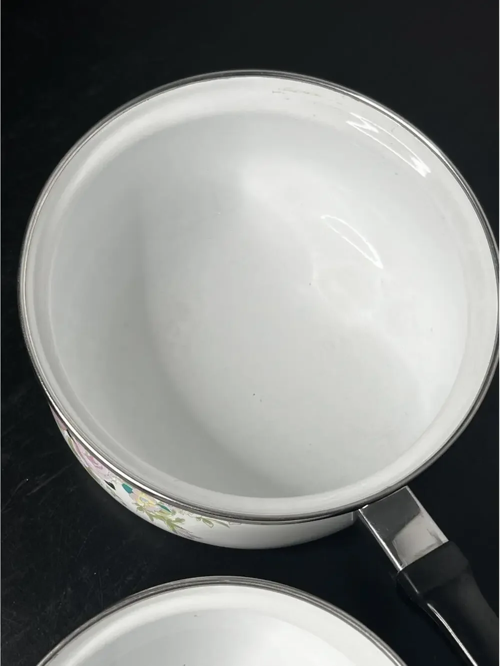 Vintage Retro Floral Enamel Saucepan Set with Lids‎